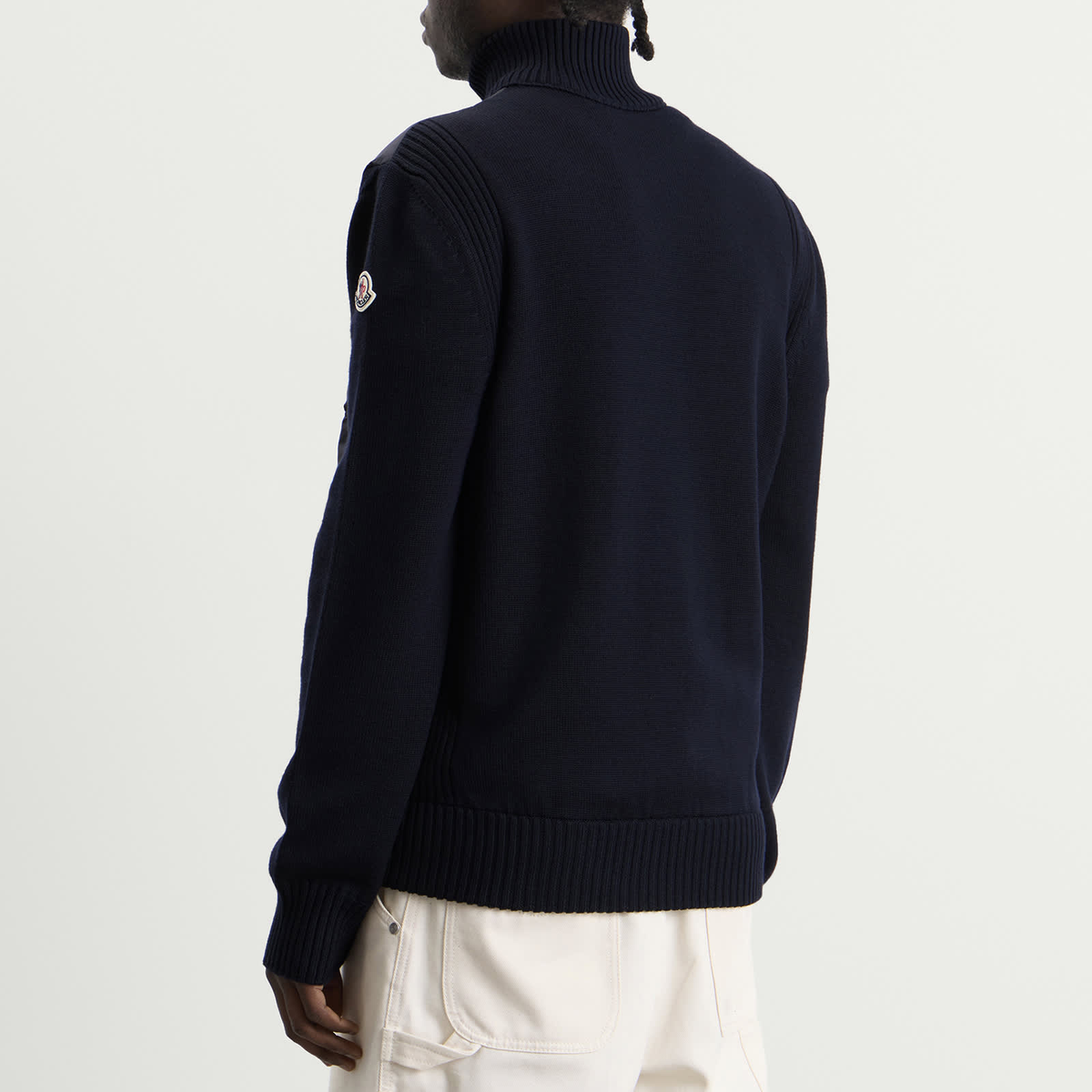 Moncler Hybrid Padded Front Wool Zip Jacket Navy