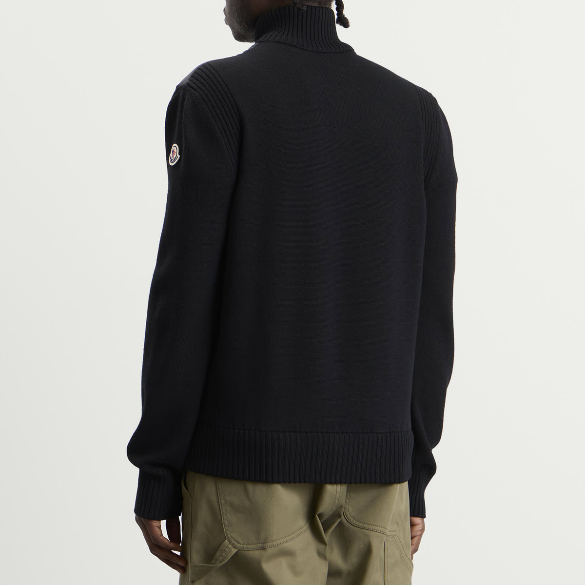 Moncler Hybrid Padded Front Wool Zip Jacket Black