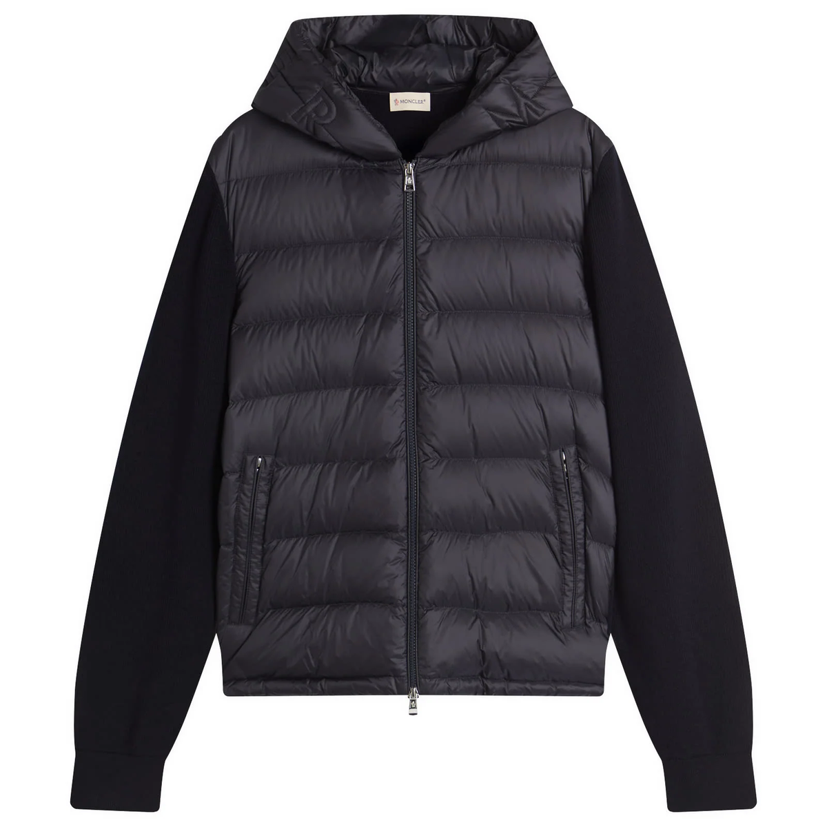 Moncler Hybrid Zip Through Hooded Jacket Navy