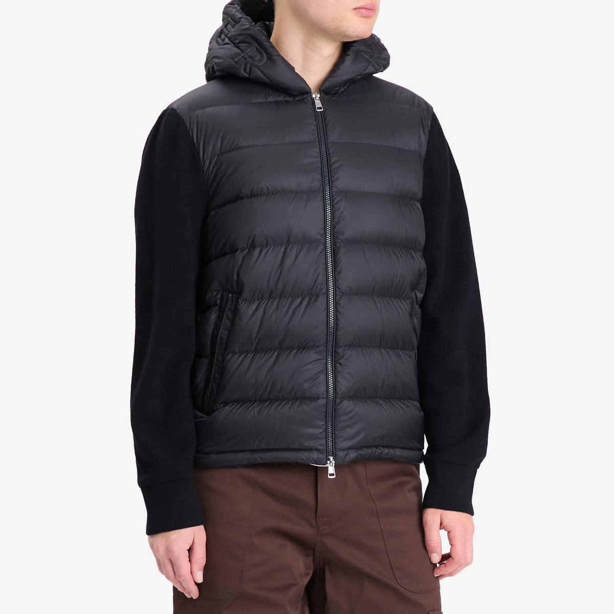 Moncler Hybrid Zip Through Hooded Jacket Navy