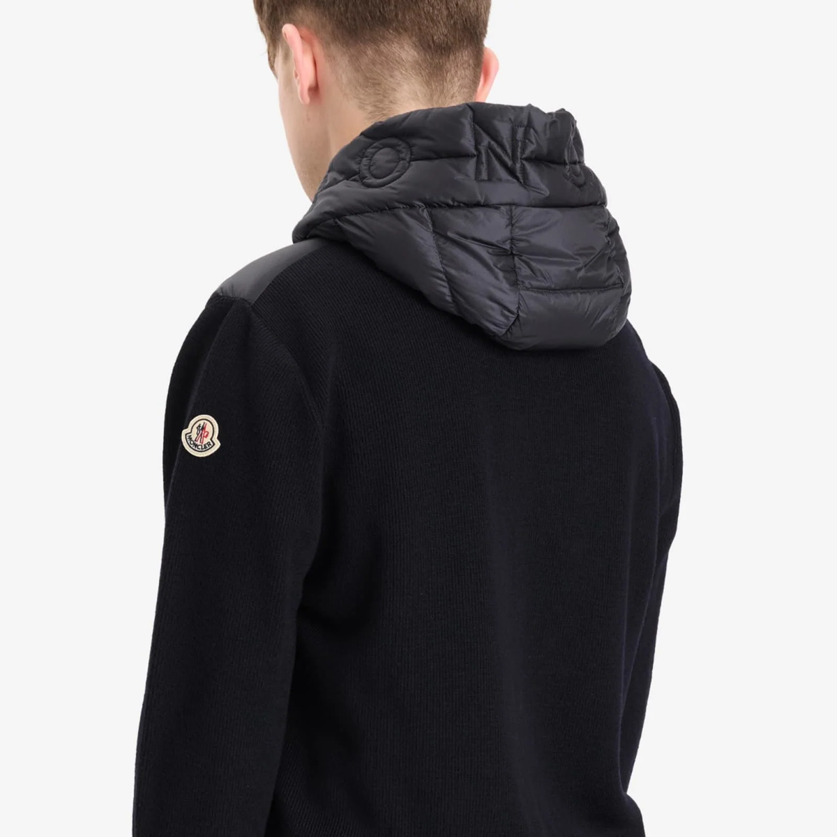 Moncler Hybrid Zip Through Hooded Jacket Navy