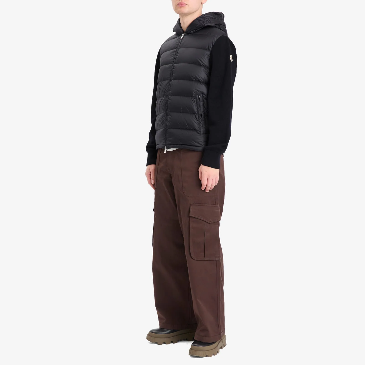 Moncler Hybrid Zip Through Hooded Jacket Navy