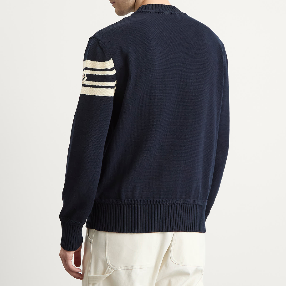 Moncler Logo Crew Neck Cotton Knitwear Navy